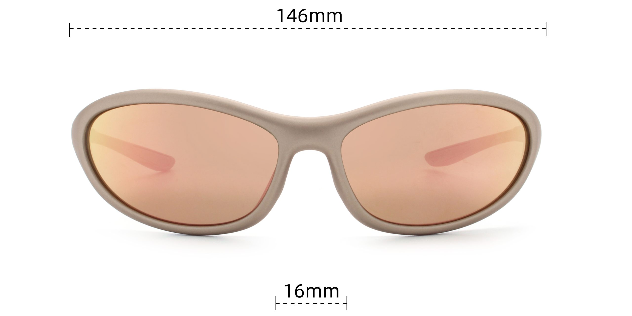 Gafas de sol envolventes color arena del desierto - Vista frontal